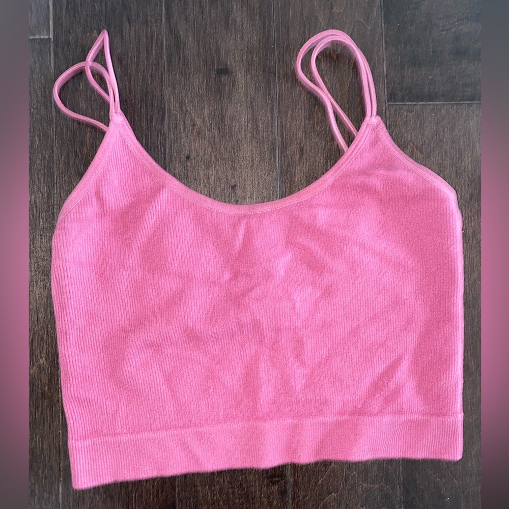 Pink Ribbed Crop Top